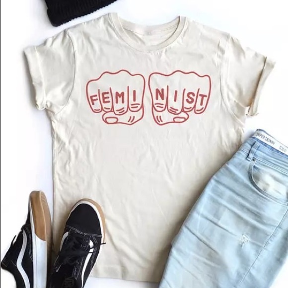 Tops - ❗️The Fists of Feminism Cotton Tee Red and White